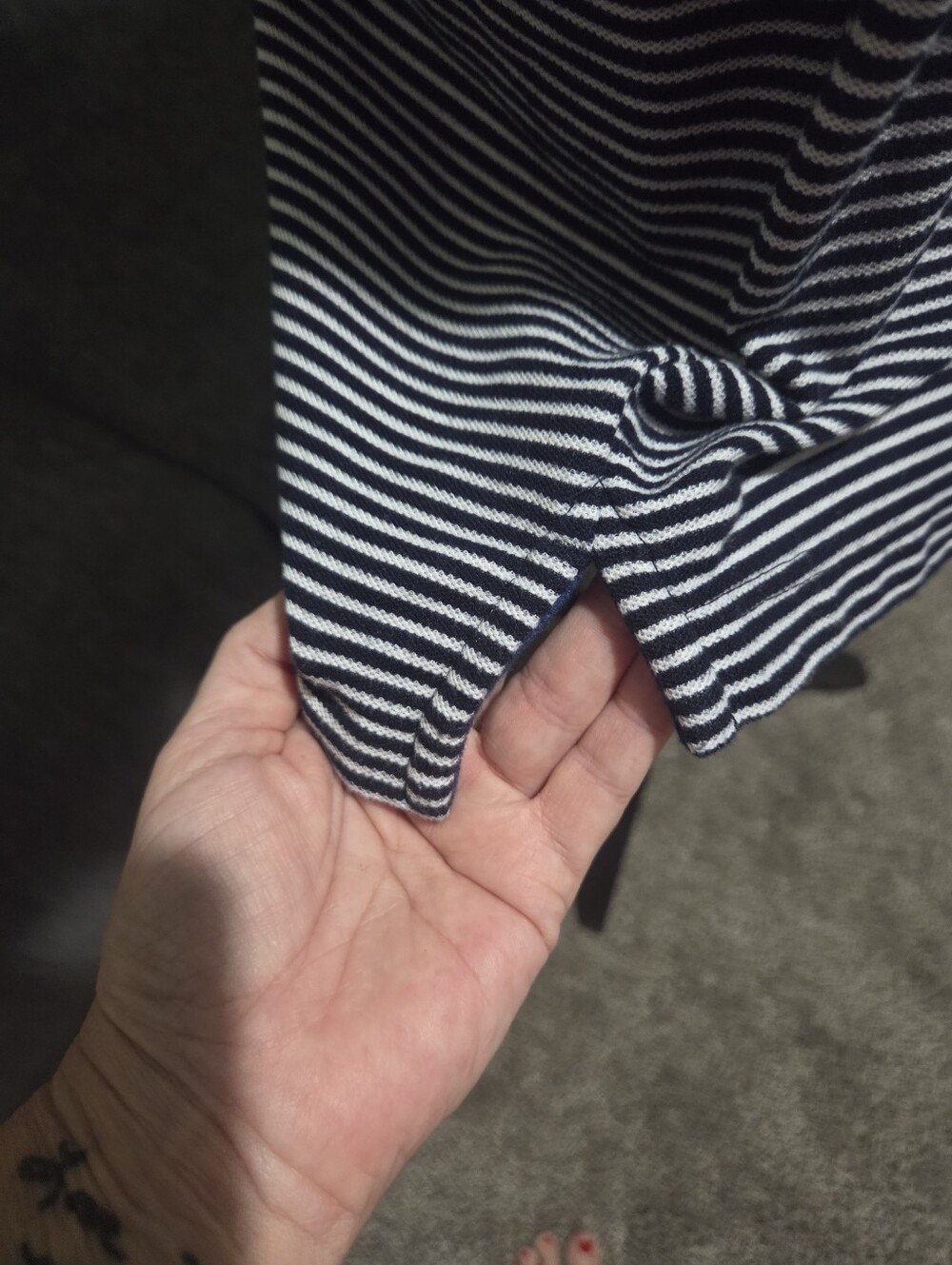 croft & barrow Navy and White Striped Polo - Picture 4 of 5